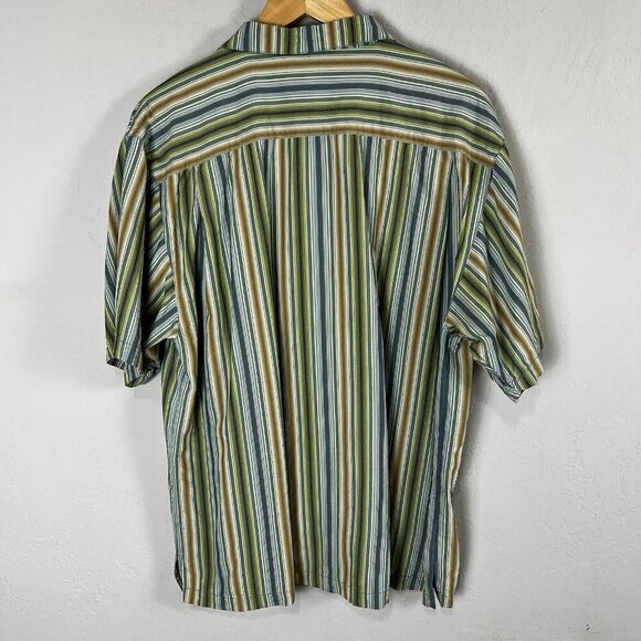 Tommy Bahama Button Down 100% Silk Vertical Striped Shirt Vacation Size Large - Picture 6 of 8